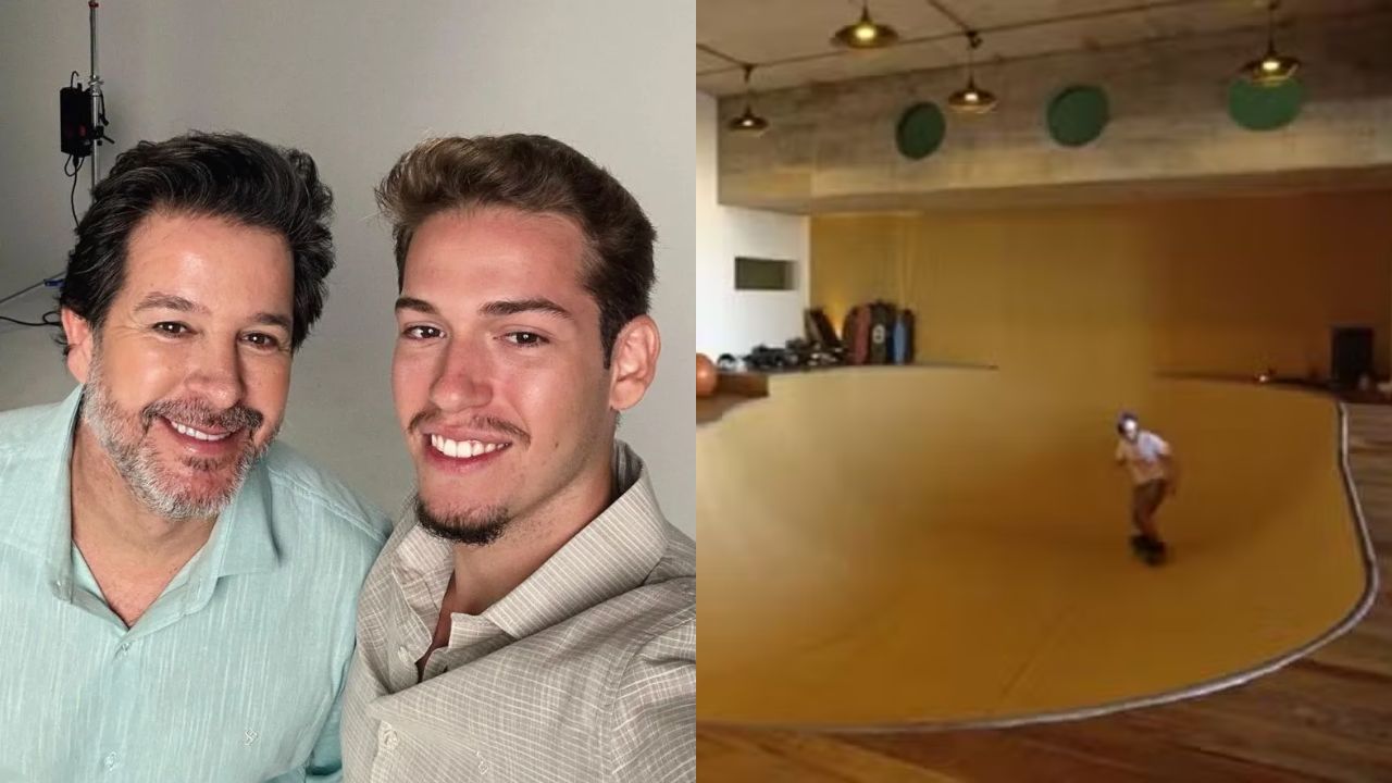 Filho de Murilo Benício brinca em espaço inacreditável na casa do pai