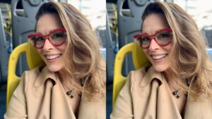 Atriz da Globo pega ônibus de graça e comemora experiência